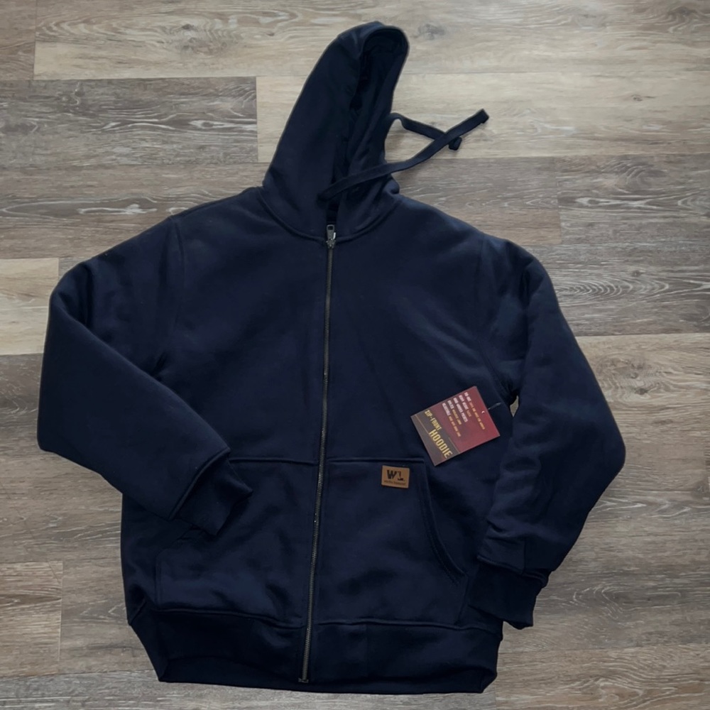 NWT blue Wells Lamont full zip quilted hooded jacket size medium